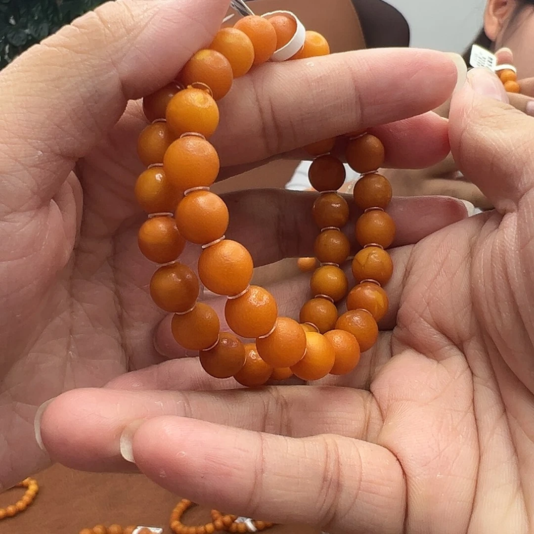 裸石琥珀未镶嵌橘皮手串8mm多样性发其一