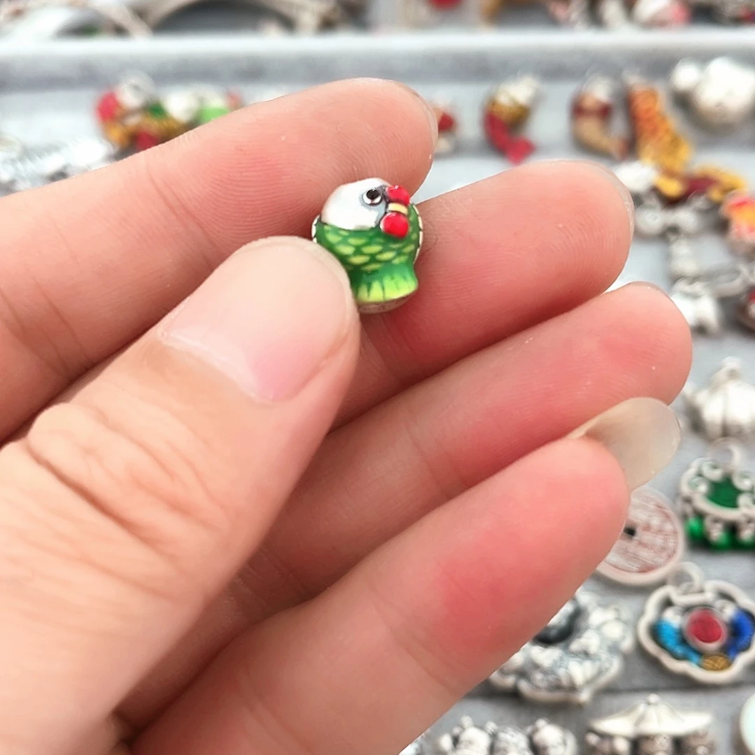 吊坠足银珐琅小鱼通孔