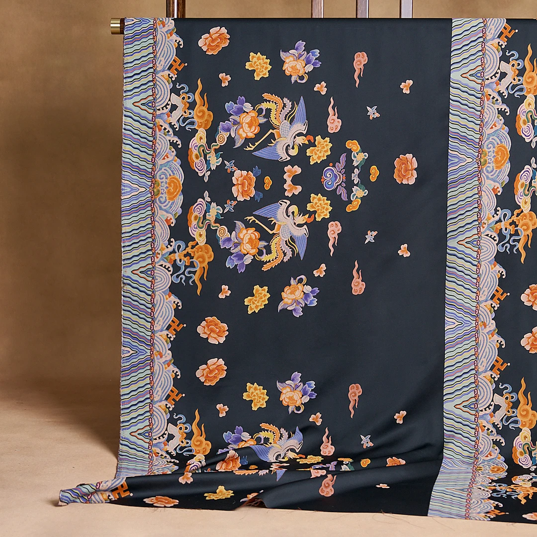 【云中凤】定位花丝绸140cm幅宽亲肤面料过薯莨SR-FZ0077