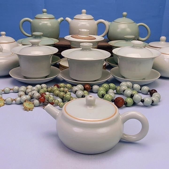 壶仿古月白汗瓦壶原矿原釉原产地