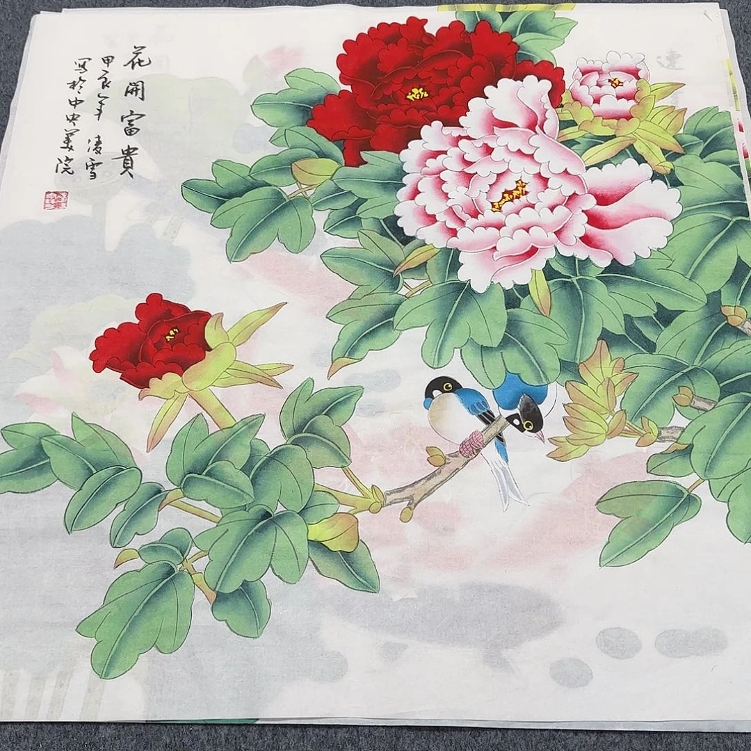 国画尺寸70X70手绘作品