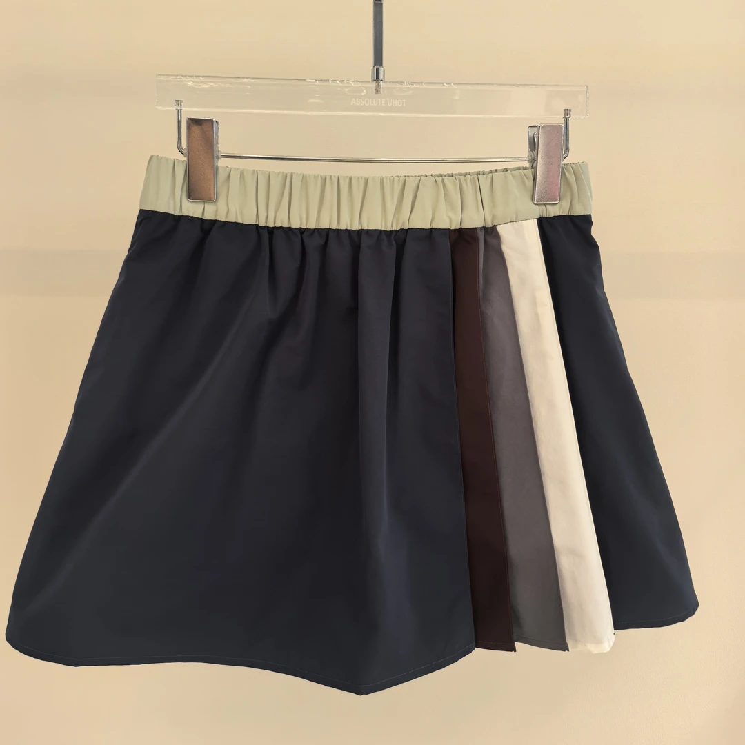 DJFL 2025冬季新款松紧腰撞色棒球半裙休闲短裙裤短裙