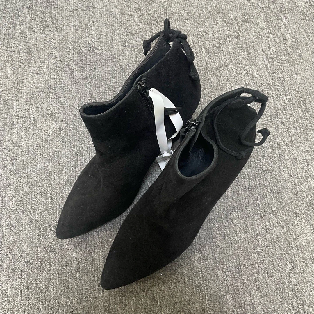 95新 StuartWeitzman SW 尖头拉链短靴  37码/6791