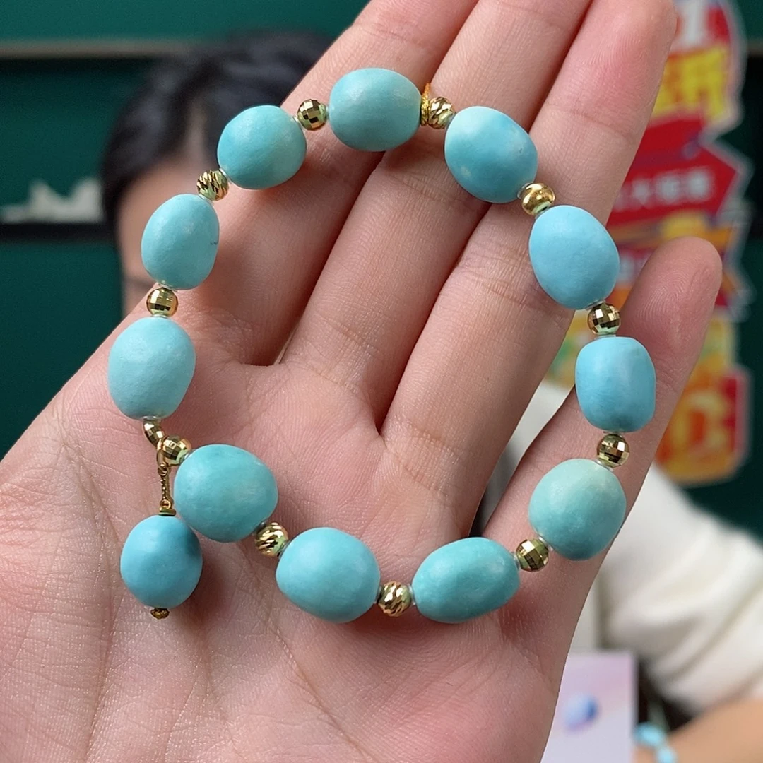 绿松石18K金镶嵌珠宝奇石