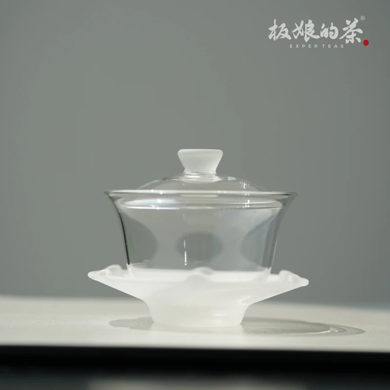 板娘的茶 晶焱· 雪融盖碗全手工高硼硅耐热玻璃家用高端工夫茶具