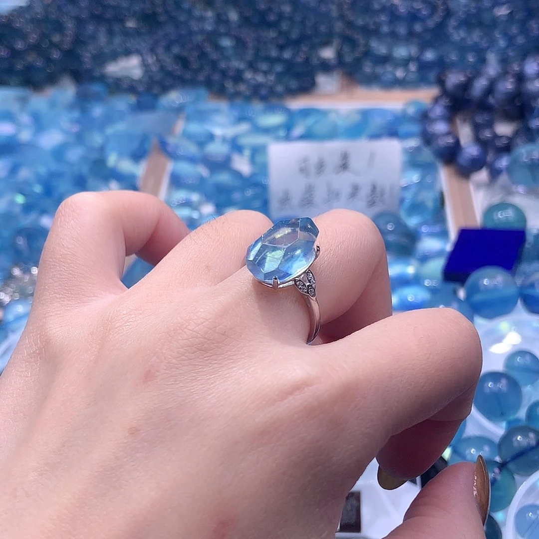 未镶嵌手串海蓝宝石随型戒指【110元】要拍2件
