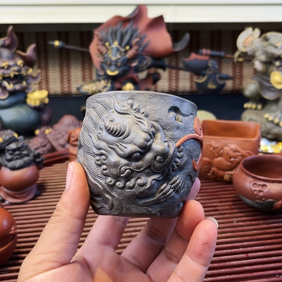 紫砂茶杯高端紫砂雕塑微瑕