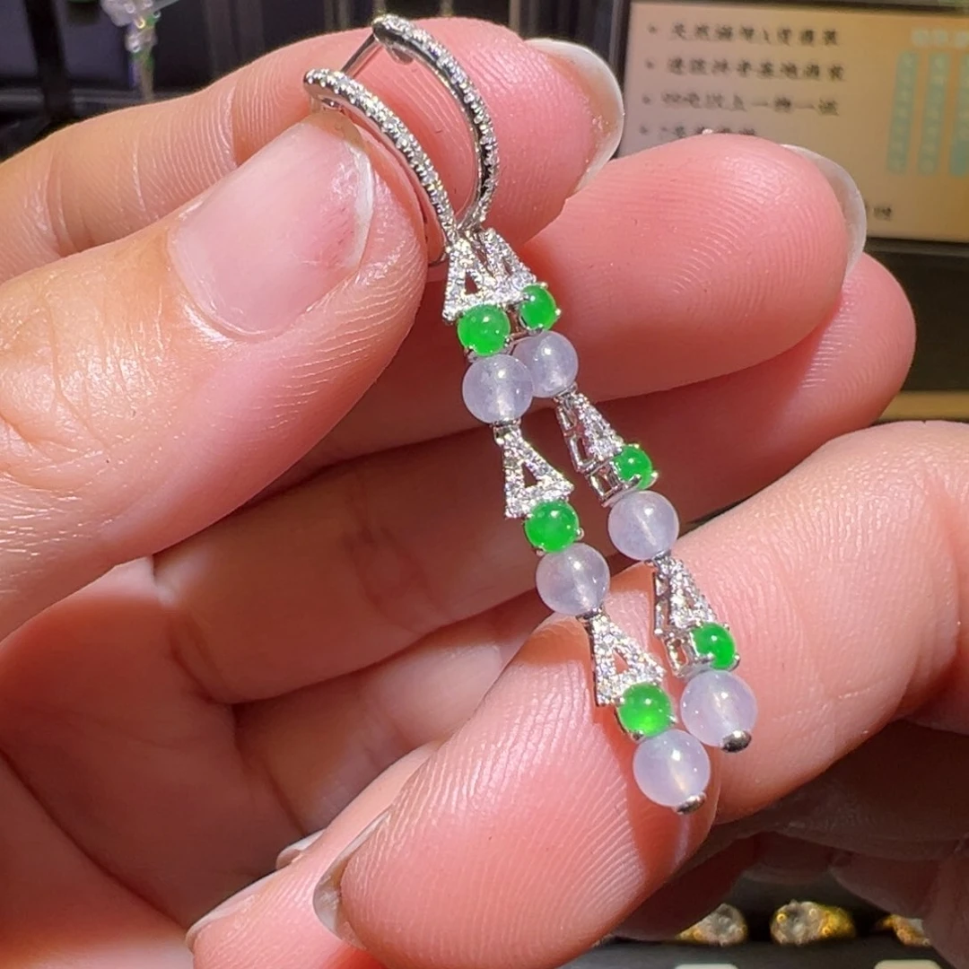 翡翠18K金镶嵌颈饰耳环