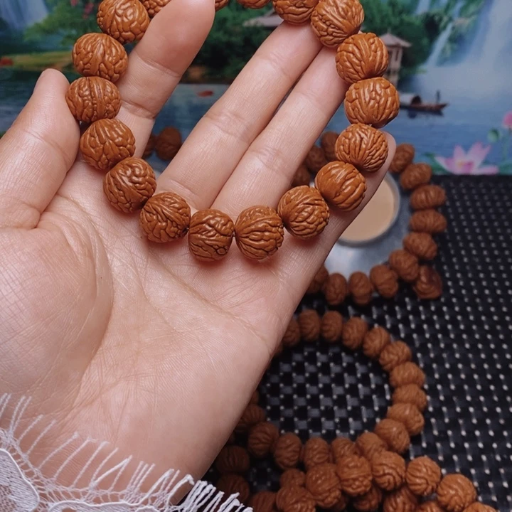 桃核手串蓝*龙纹桃核