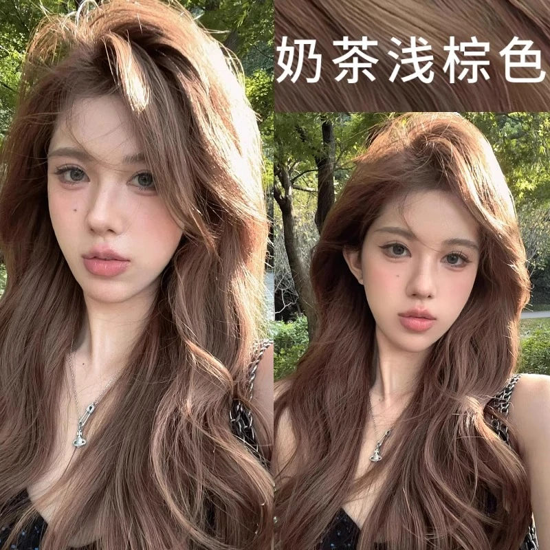 奶茶浅棕色染头膏染发膏女男植物正品纯自己在家染发剂天然无刺激