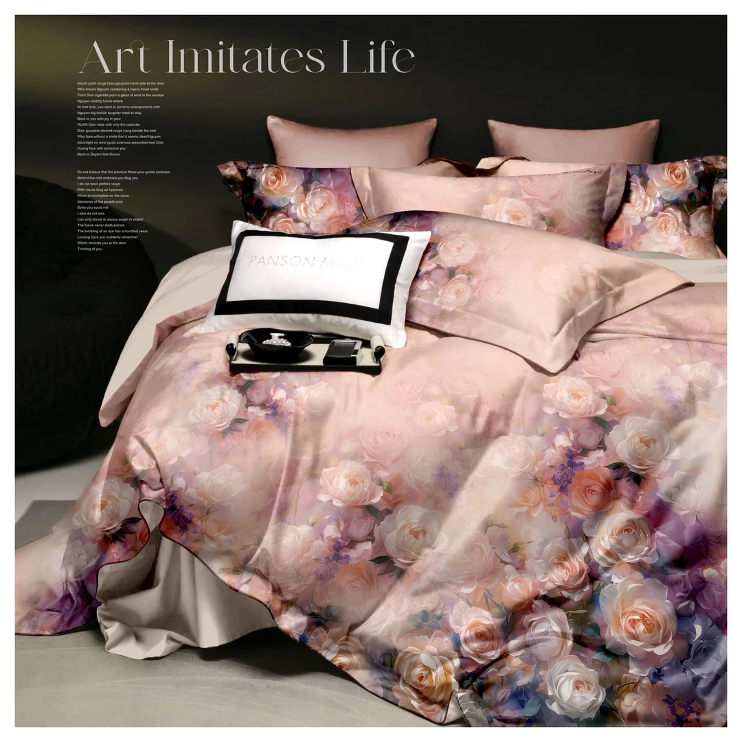 高奢款(俏佳人)四件套-100%全棉数码印花/高支高密亲肤柔软