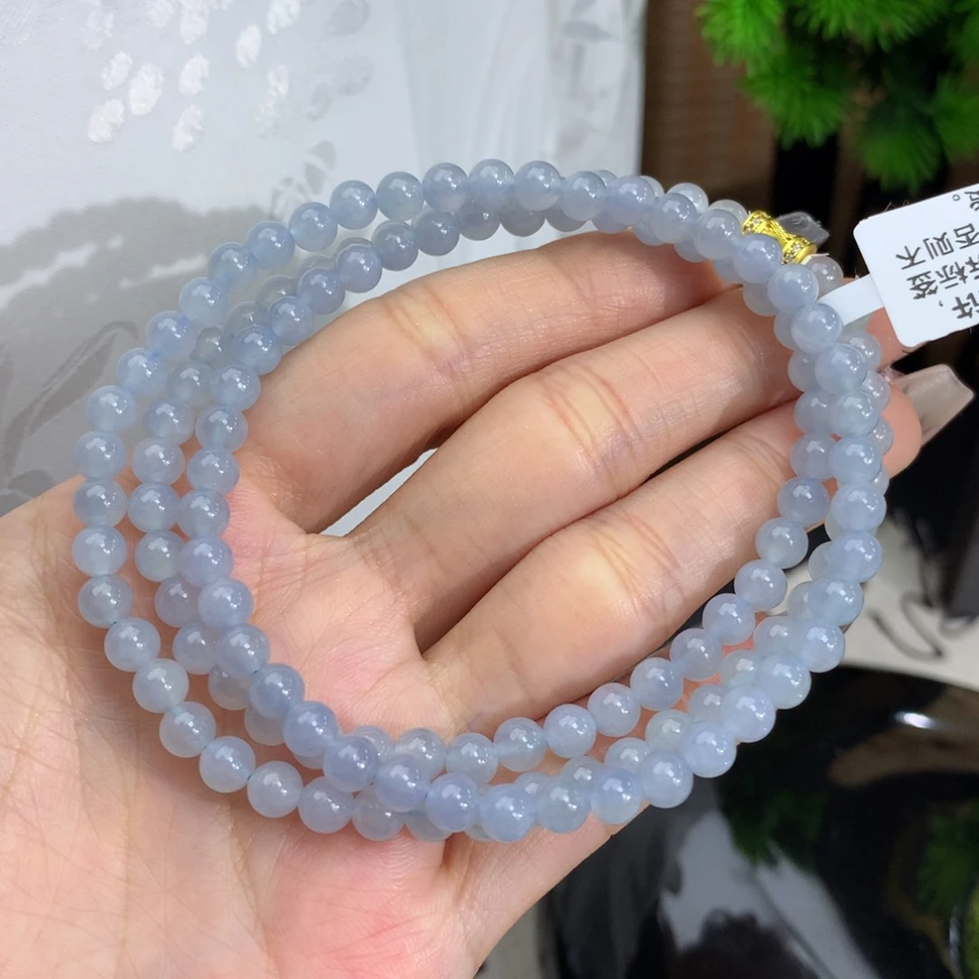 翡翠手链未镶嵌卡5冰胶蓝项链