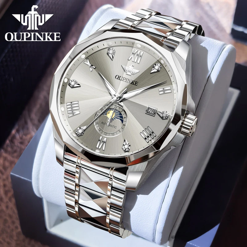 欧品客手表男士全自动机械表高档时尚气质防水简约经典男款腕表