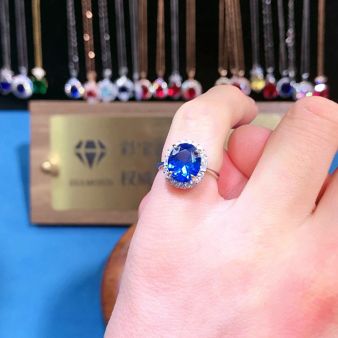 蓝宝石戒指银S925镶嵌