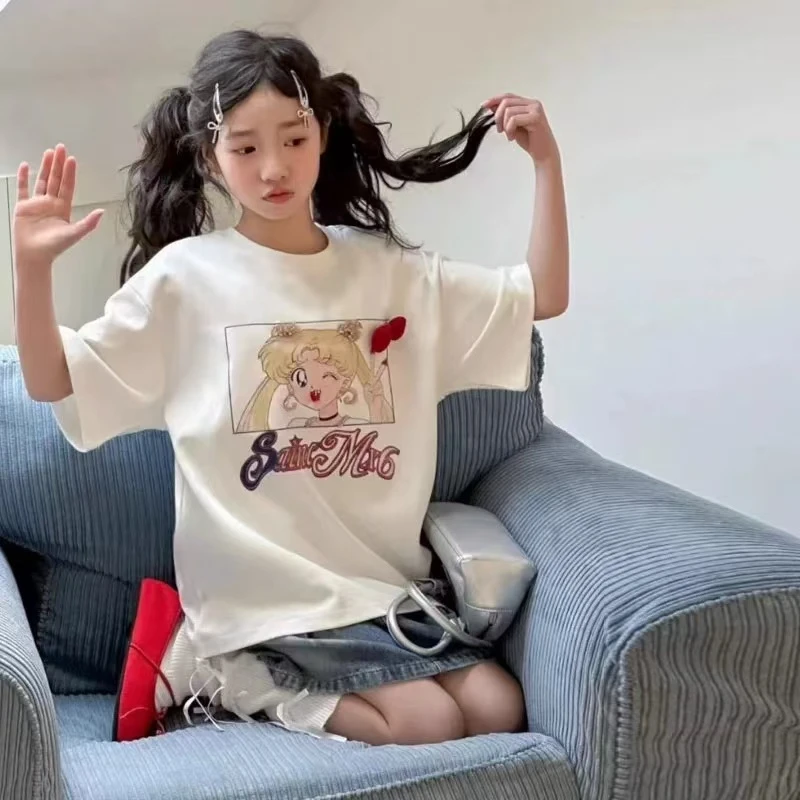 【苏舒童装】2025早春女童新款美少女短袖T恤洋气宽松时尚上衣12272