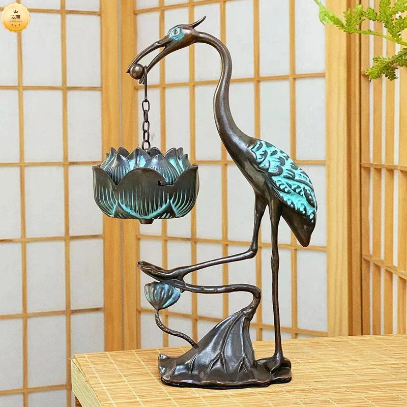 瑞鹤衔福仙鹤香炉家用室内大号莲花吊炉倒流创意摆件沉香盘香檀香