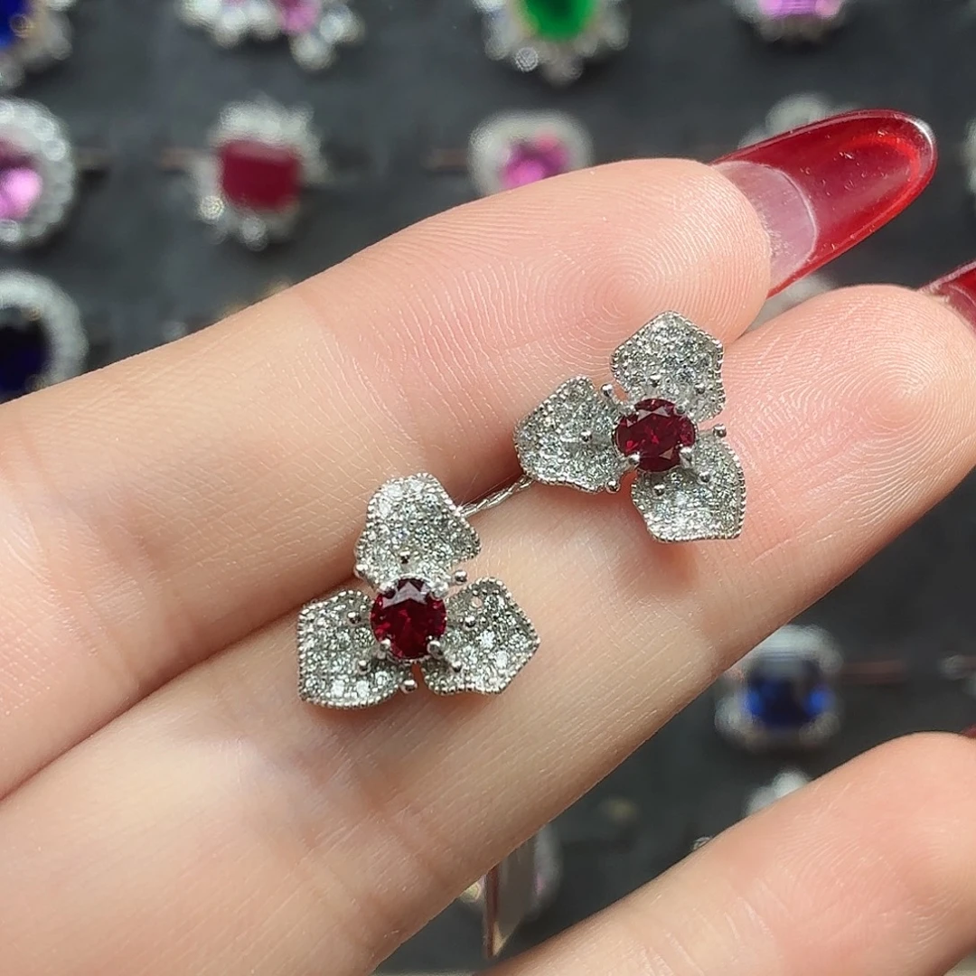 925银培育鸽血红色宝石