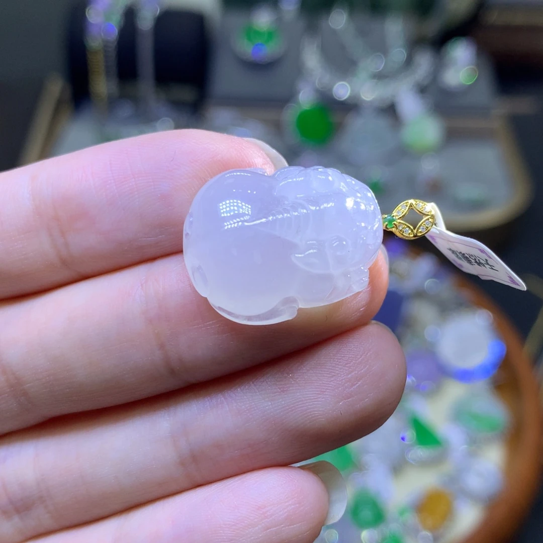 翡翠18K金镶嵌颈饰翡翠吊坠项链