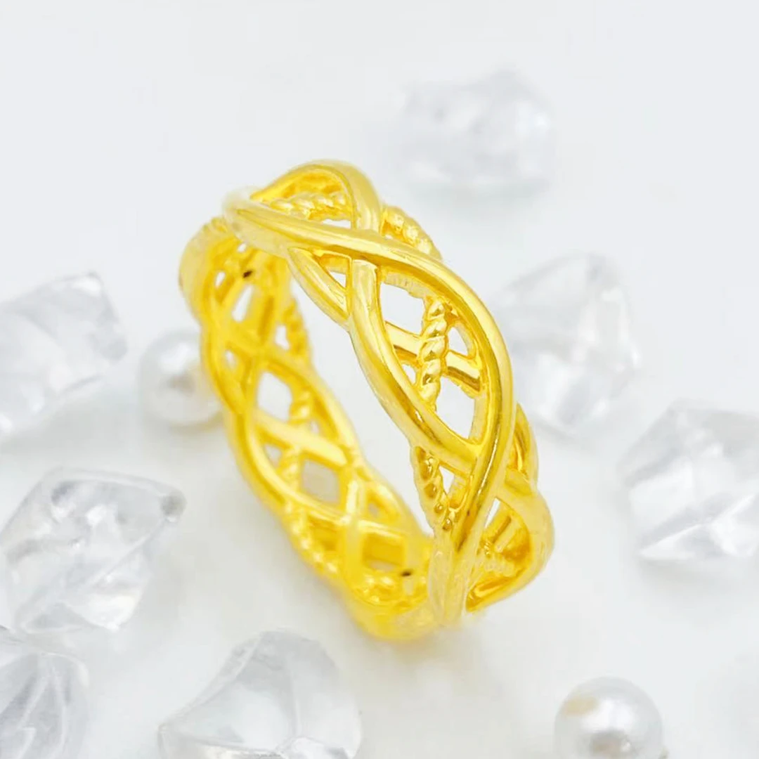 【飘飘严选】足金999  交叉麻花镂空戒指 1.3 16#