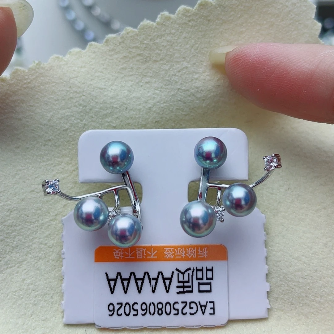 海水珍珠银S925镶嵌耳饰w33