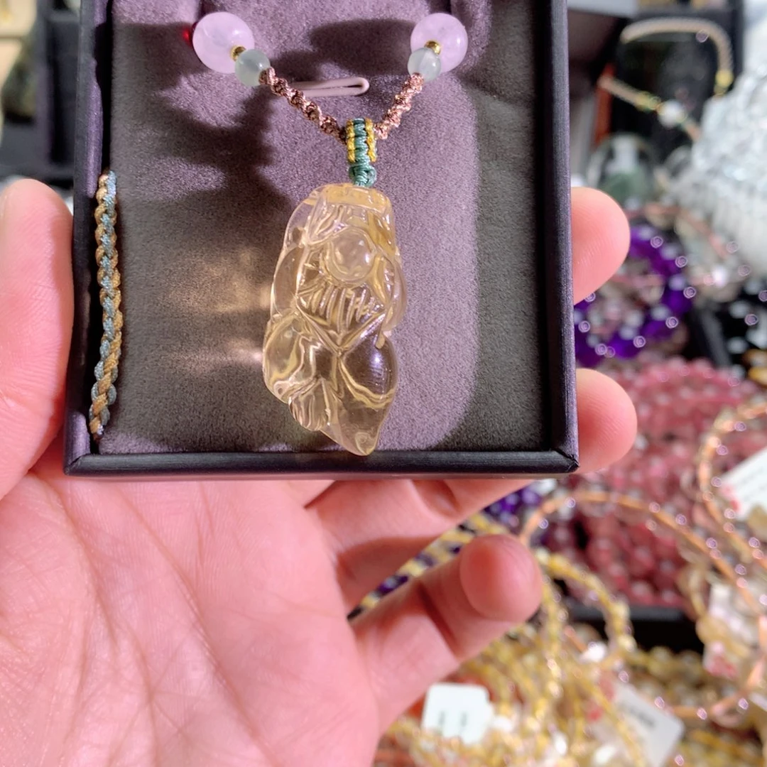 黄晶手串未镶嵌蜻**長黄水晶貔貅