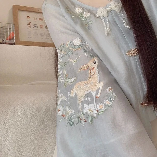 新中式国风套装连衣裙女夏季大码胖mm改良汉服气质高级感唐装裙子
