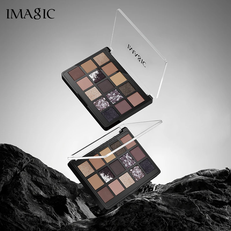 （黑色）IMAGIC 15色延续眼影盘珠光偏光橘棕玫瑰显白学生平价眼