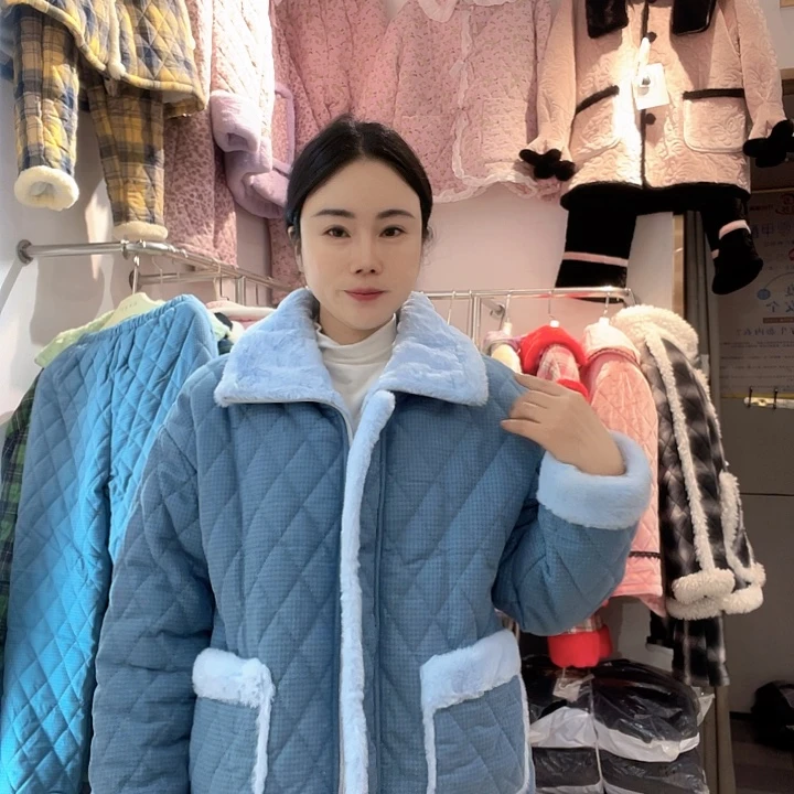 1️⃣pink加厚棉睡衣可外穿