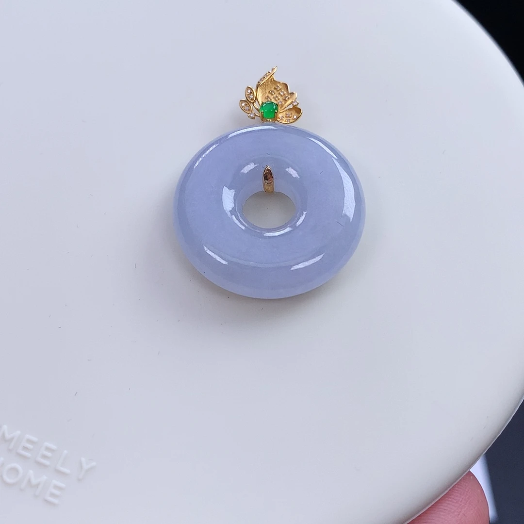 翡翠18K金镶嵌挂件48小时鉴赏期 退货不扣服务费