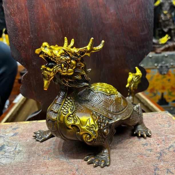 【闪购链接】铜点金龙龟摆件
