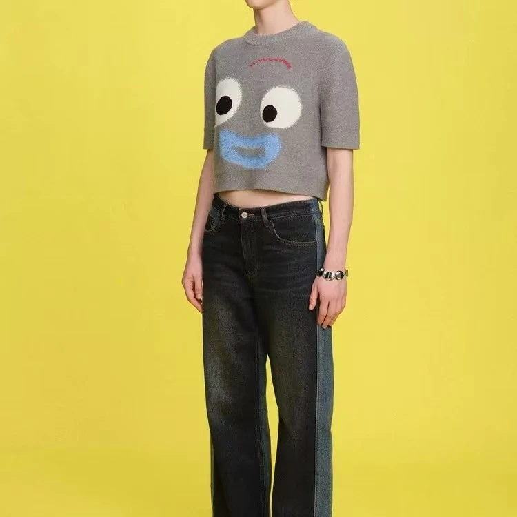 【萌萌眼】ISSY M&C 减龄羊毛针织衫秋季短袖毛衣内搭上衣.J2731