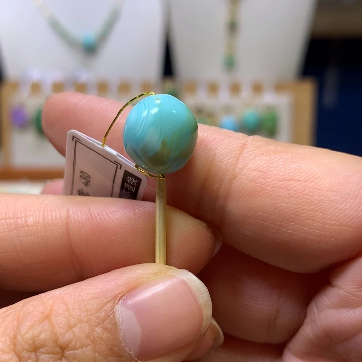 绿松石未镶嵌水波纹糖豆