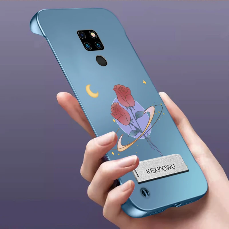 适用华为mate20无边框mate20pro手机壳超薄玫瑰支架金属漆散热潮