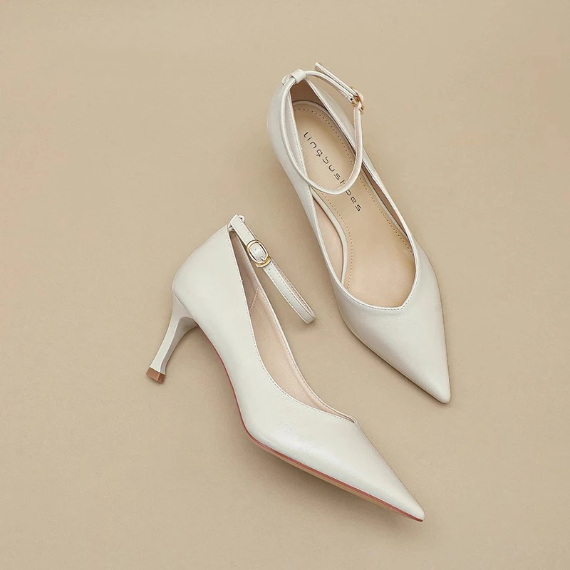 米兰【设计师】驭瑛☆跟高4-6-8CM/职业工作细跟单鞋一字扣高跟鞋女