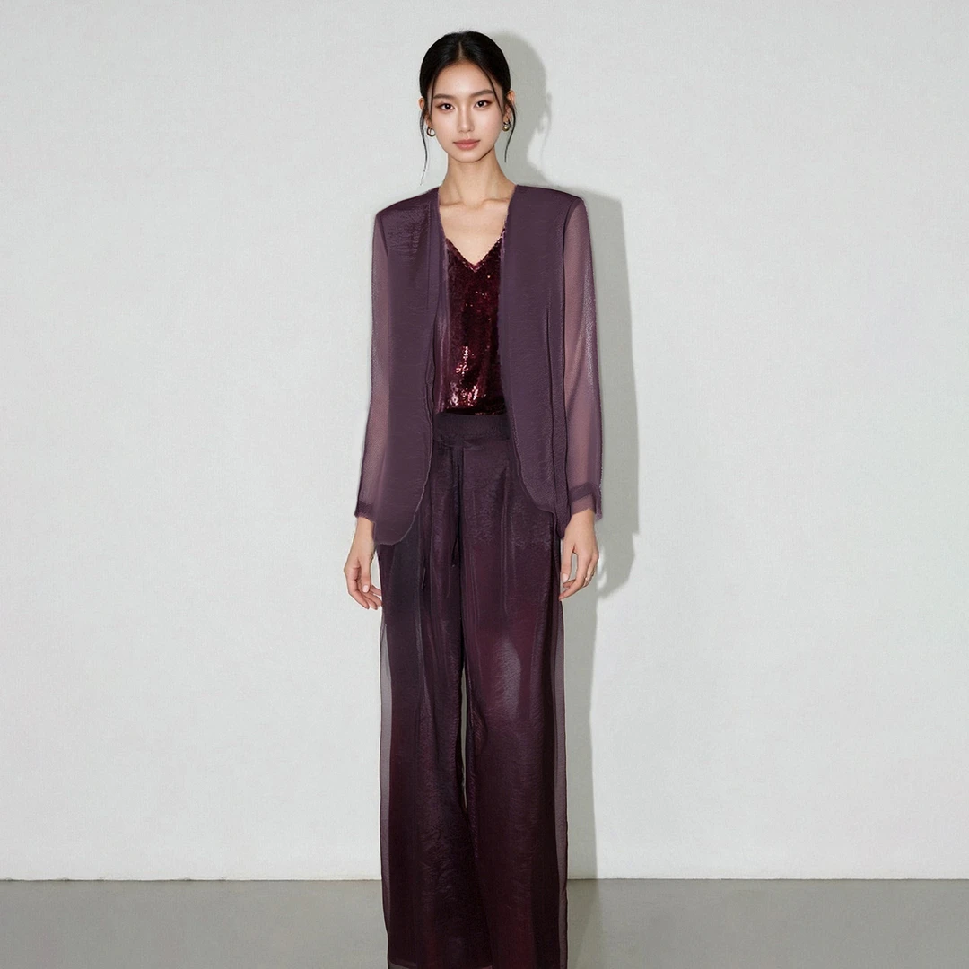 高级感百搭透气雪纺休闲裤女夏季显瘦宽松高腰阔腿裤SHBZXP641428