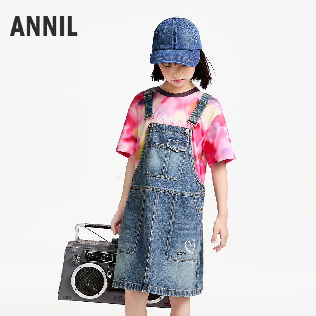 女童背带裙春季新款安奈儿童装EG513023