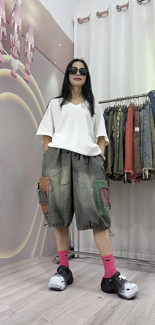 万能松紧腰头牛仔五分裤系列