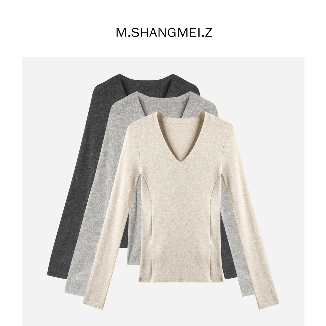 M.SHANGMEI.Z/沐熙【绵柔衫】美大哥修身显瘦羊毛针织上衣X093078