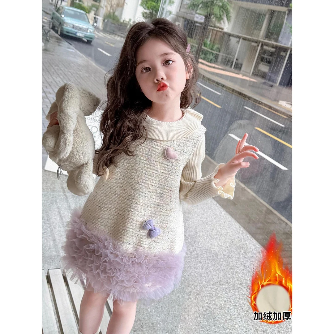【万达撤柜】范哲萨女童加绒连衣裙套装秋冬2025新款洋气是吗宝宝周