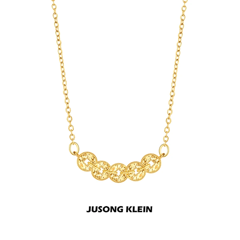 Jusong klein 钛钢项链 爆闪钱多多项链轻奢时尚小众设计感锁骨链