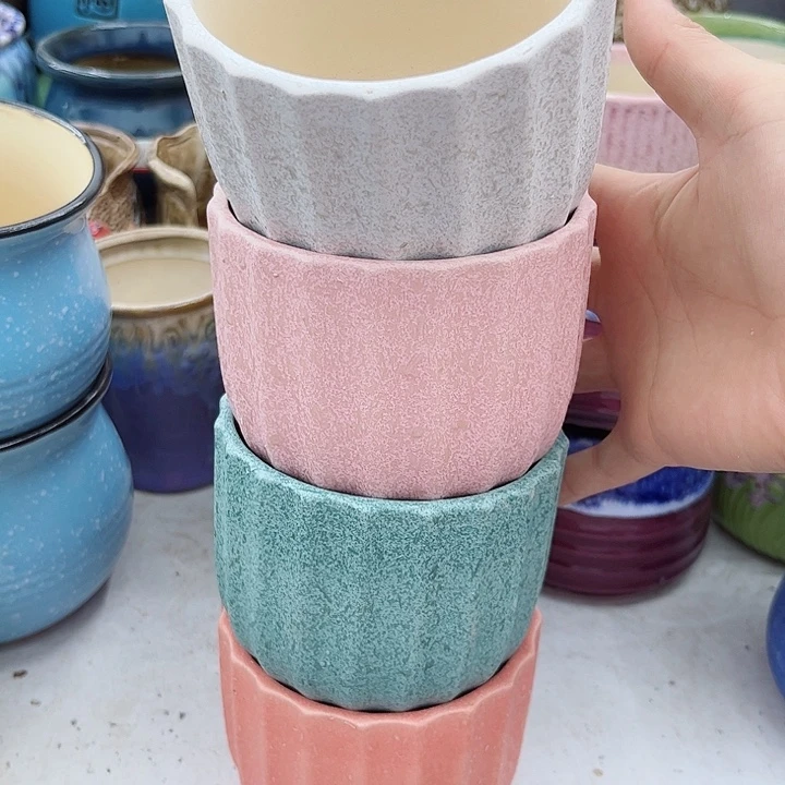 多肉绿植陶瓷花盆9.9包邮，有孔