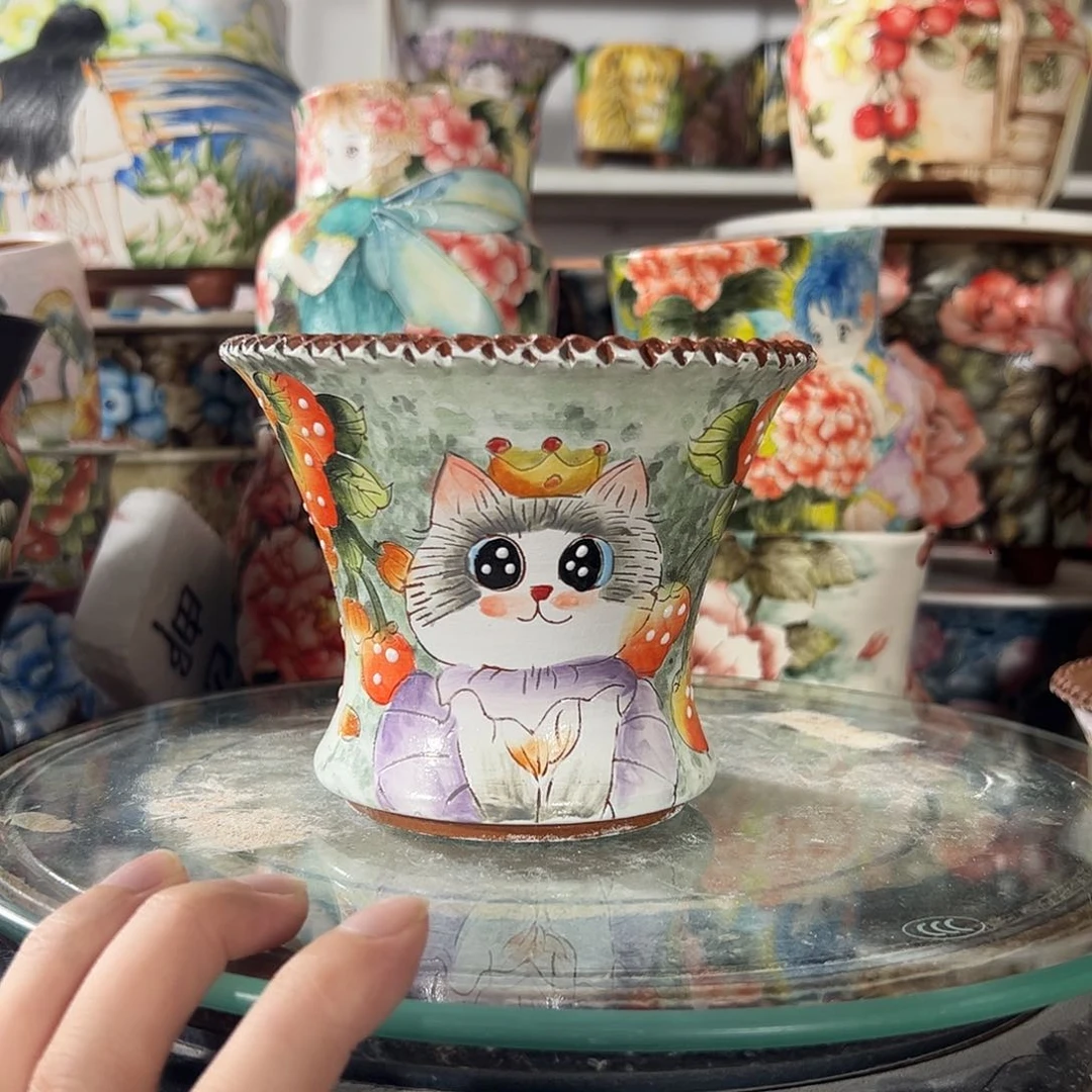 景德镇手绘花盆幸运花盆