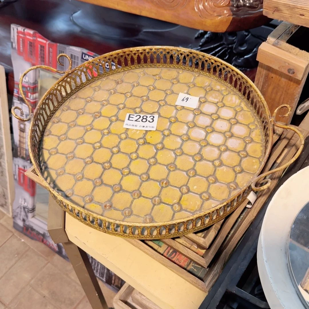 木铁艺托盘。   283号