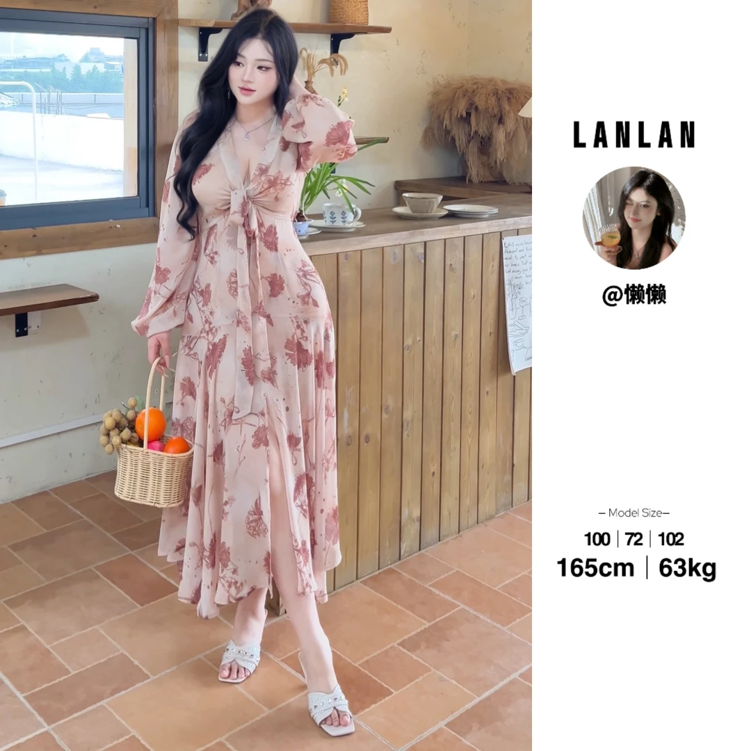 Lanlan-【尼罗河花园】法式气质优雅收腰连衣裙发箍氛围感显瘦长裙