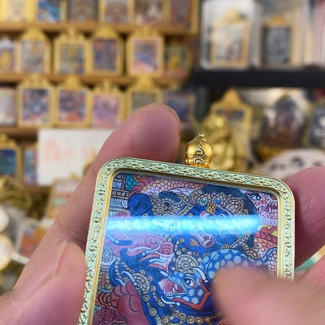 吊坠纯手绘 唐卡 黑才神