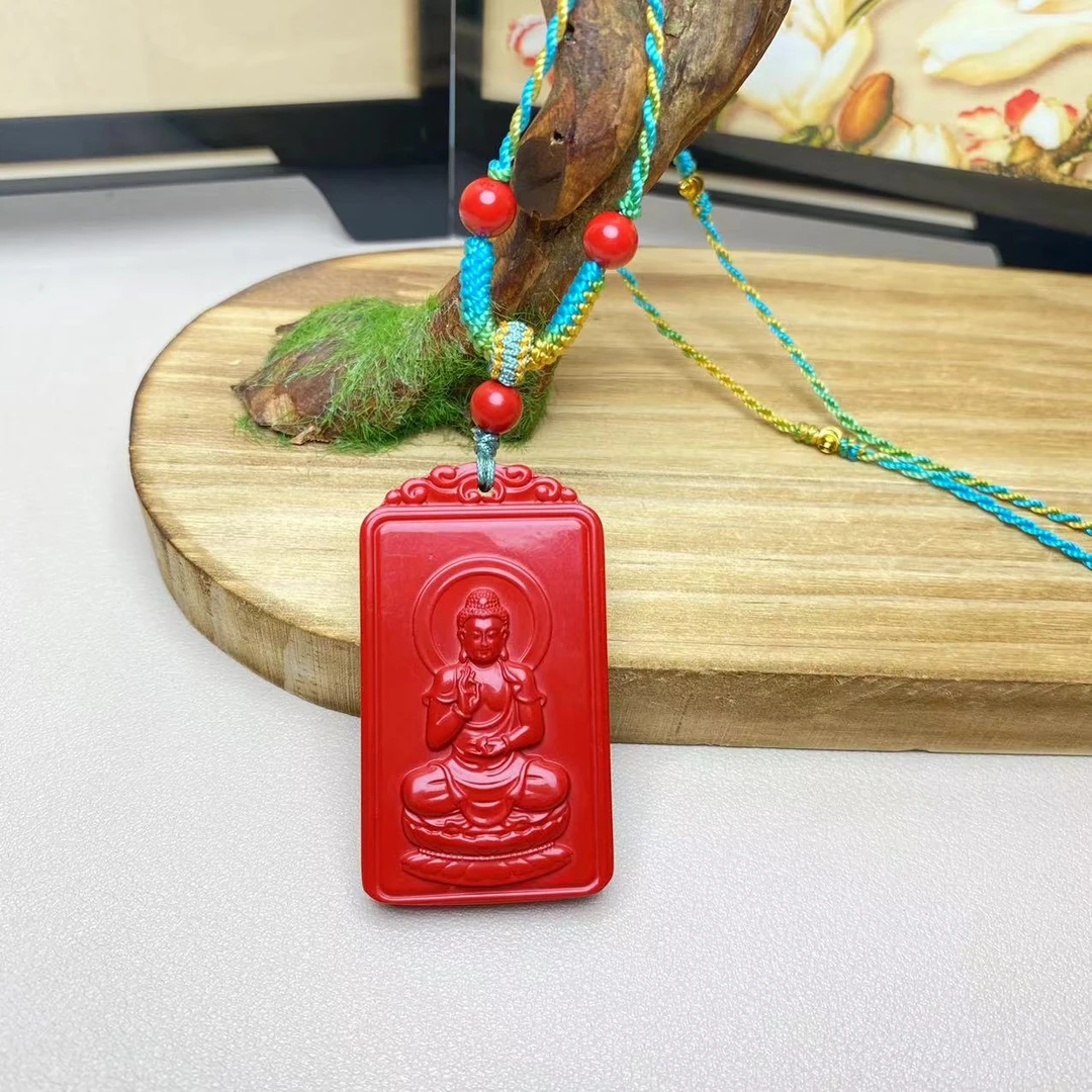 含辰砂工艺品高含量朱砂红砂设计款十二生肖八大佛吊坠正品保真