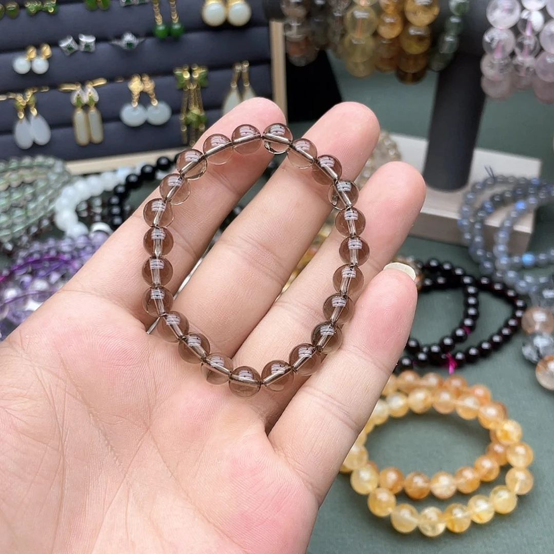 未镶嵌手链烟晶卡8茶晶