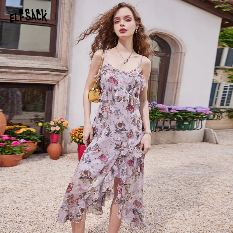 【达人专属】妖精的口袋阿斯陶尔庄园碎花吊带连衣裙女