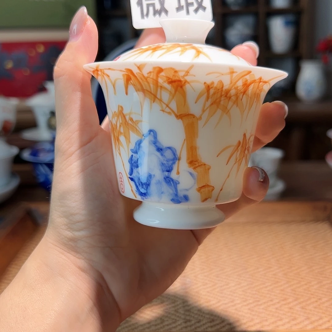 【闪购商品】微瑕 手绘 盖碗
