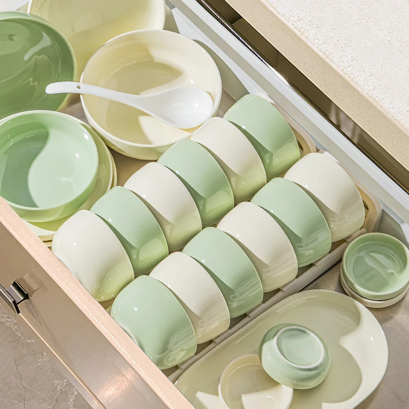 MORNENJOY法式釉下彩家用奶油风餐具套装陶瓷碗具碗盘乔迁送礼